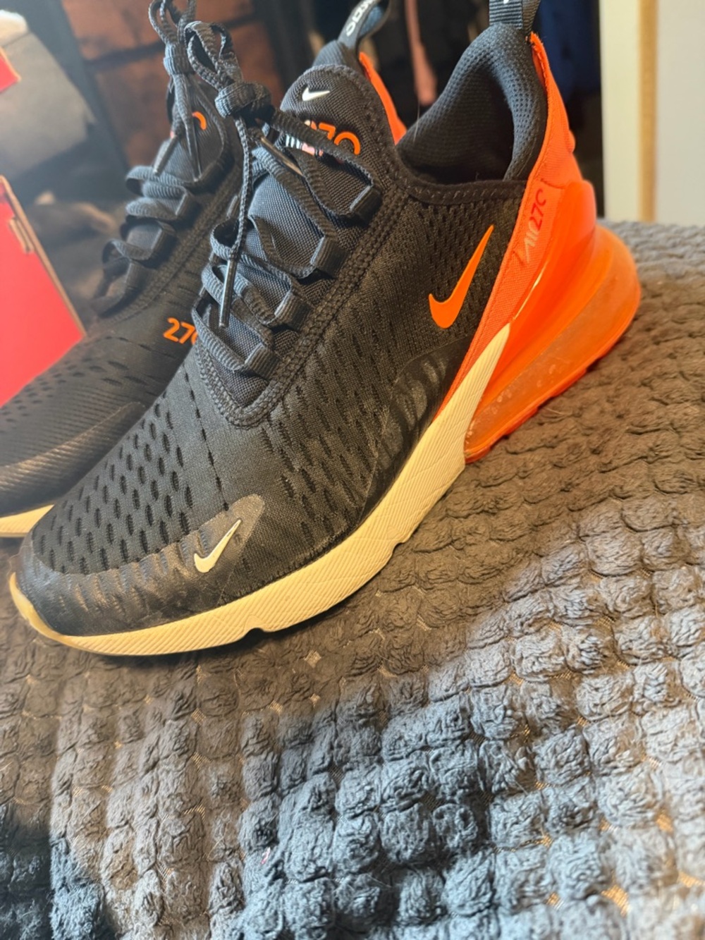 Nike Kids Black and Orange Air Max 270 Sneakers